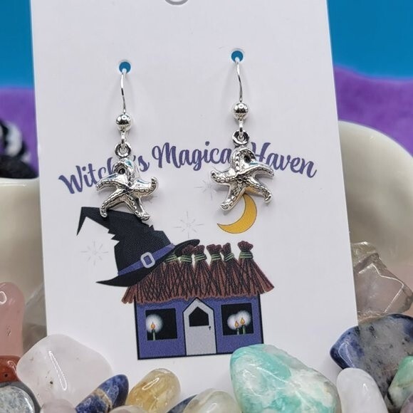Sterling Silver Starfish Earrings - Picture 2 of 3